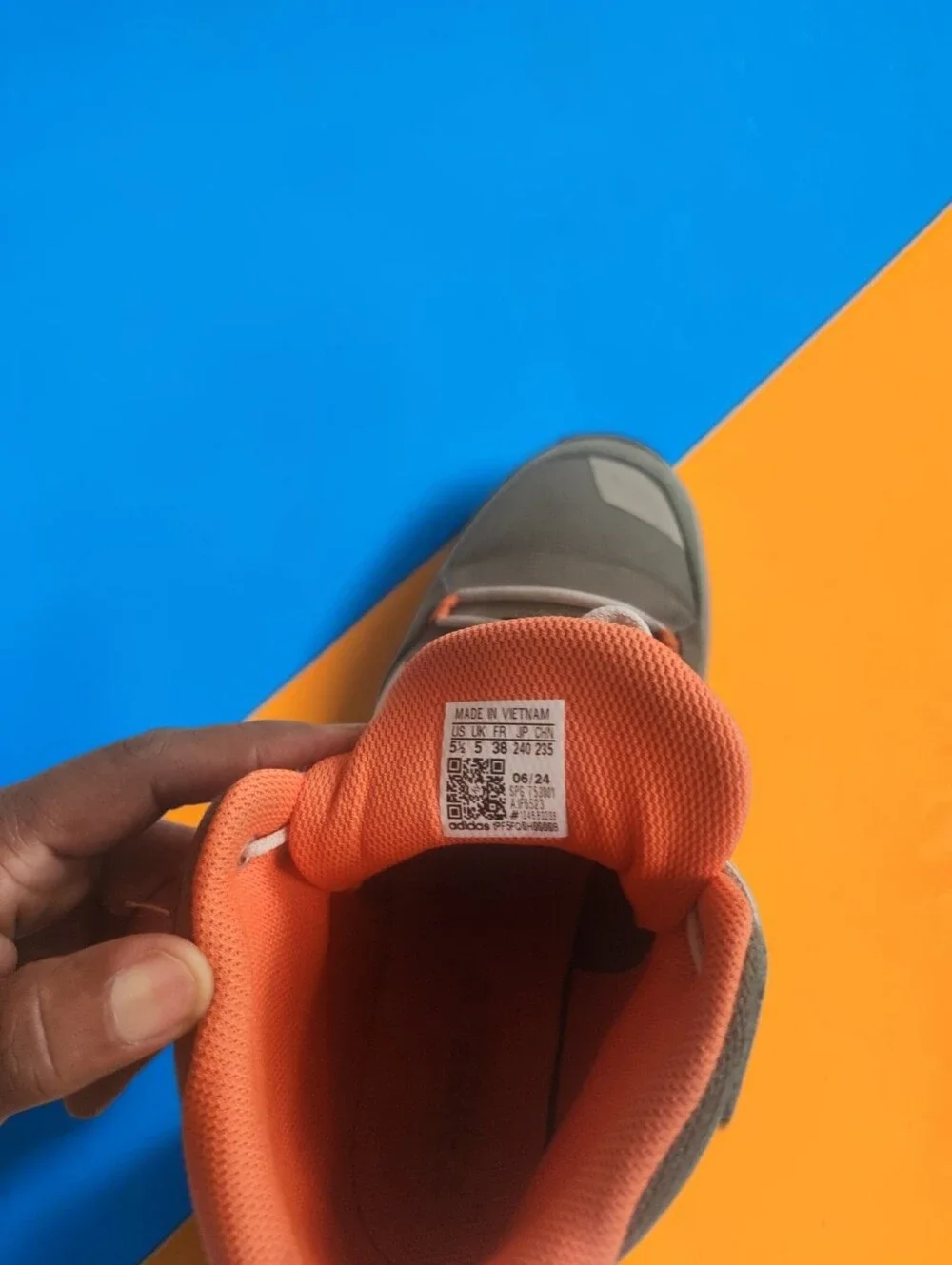 Adidas Kids' Gray & Orange Mid-Top Hiking Shoes- Size 5.5 US